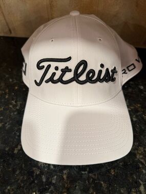Titleist White Cap with Black Script Logo